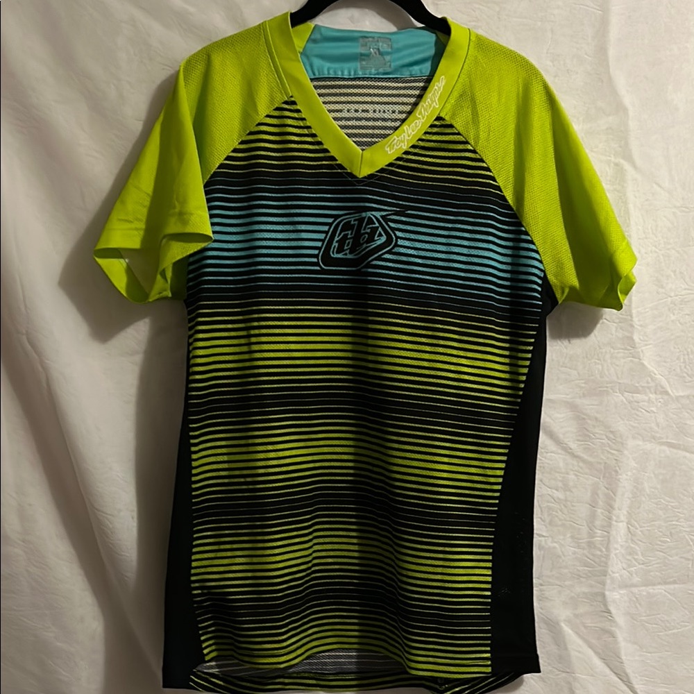 Women’s Troy Lee Design Striped Green and Black Bike Shirt